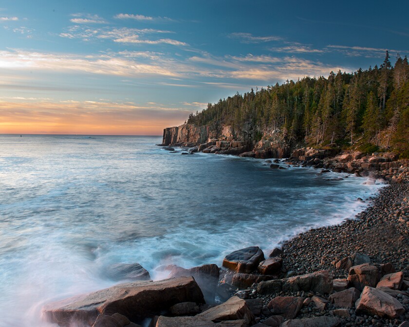 A beautiful view of Otter Cliffs in Acadia National Park, Maine