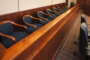 Juror's row in a court room