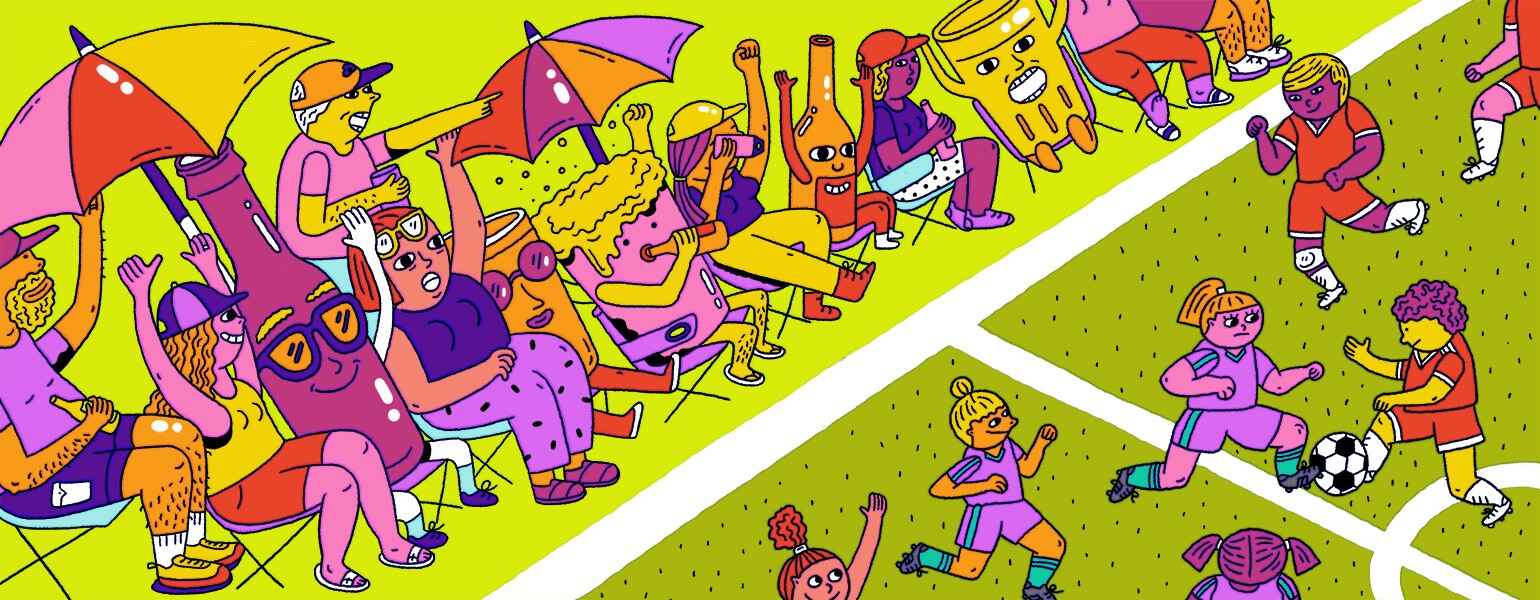 illustration of alcohol drinks present at a childrens soccer game