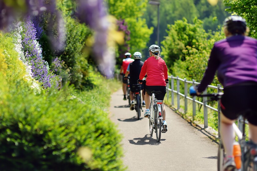 Group of people cycling