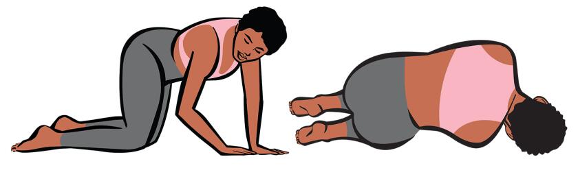illustration of woman doing Lateral Cat Cow stretch
