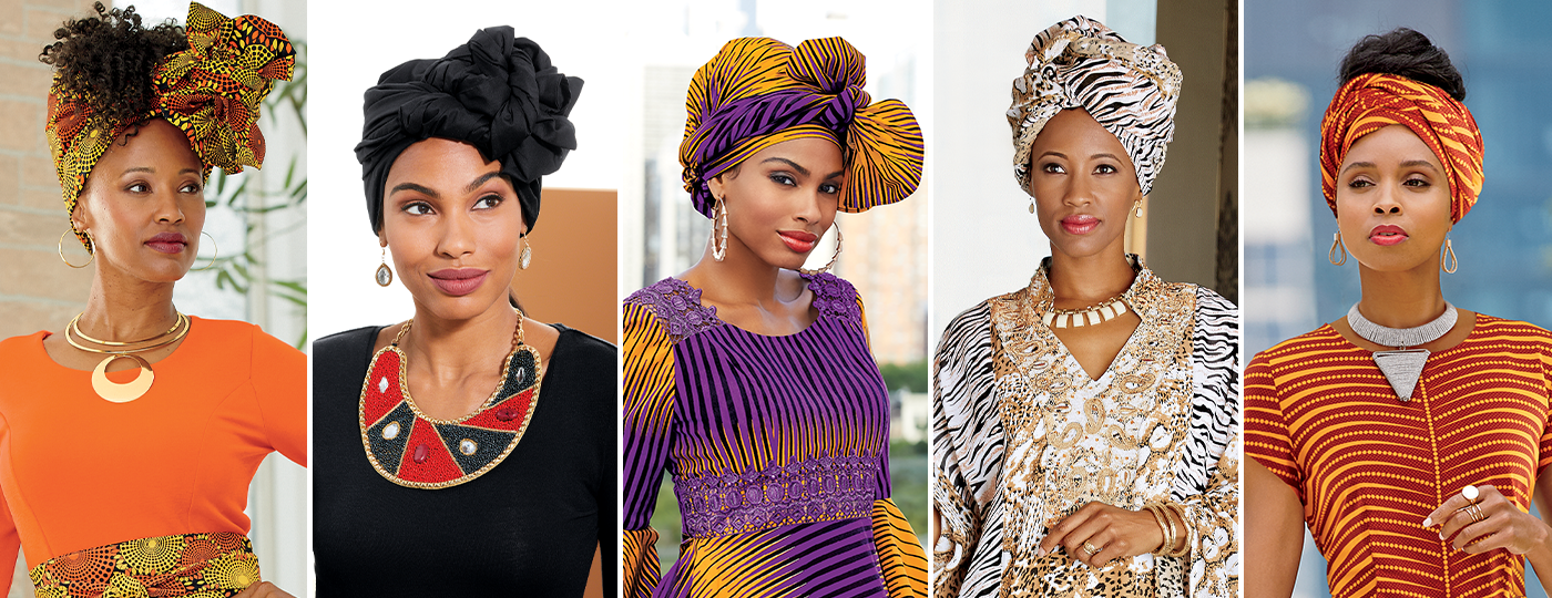 Image of women wearing various headwraps