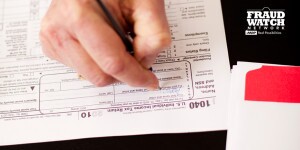 Man preparing taxes