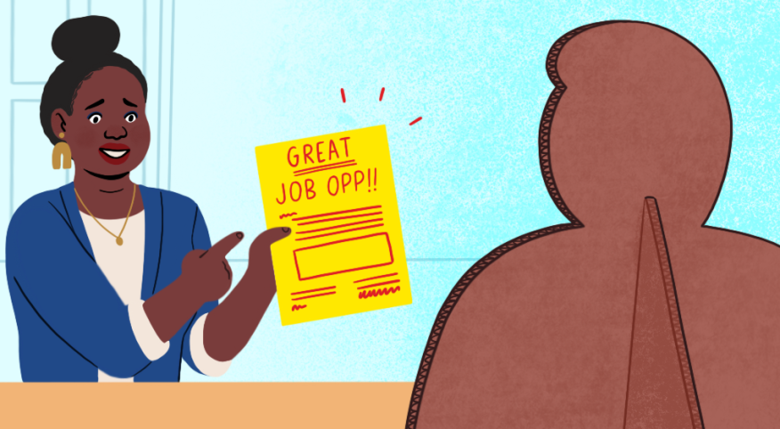 illustration_of_woman_with_hiring_ad_talking_to_cardboard_employer_by_nicole_miles_1440x560.png