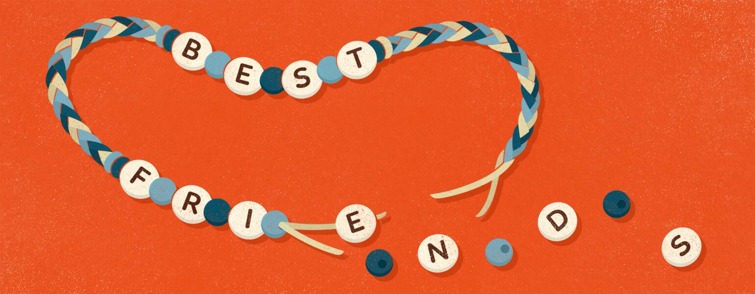 An illustration of a broken friendship bracelet.