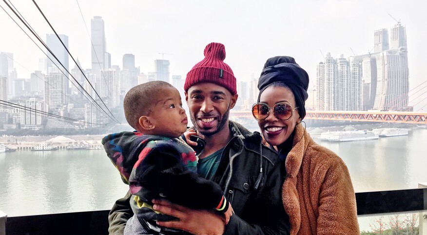 Photo of black family living in a different country