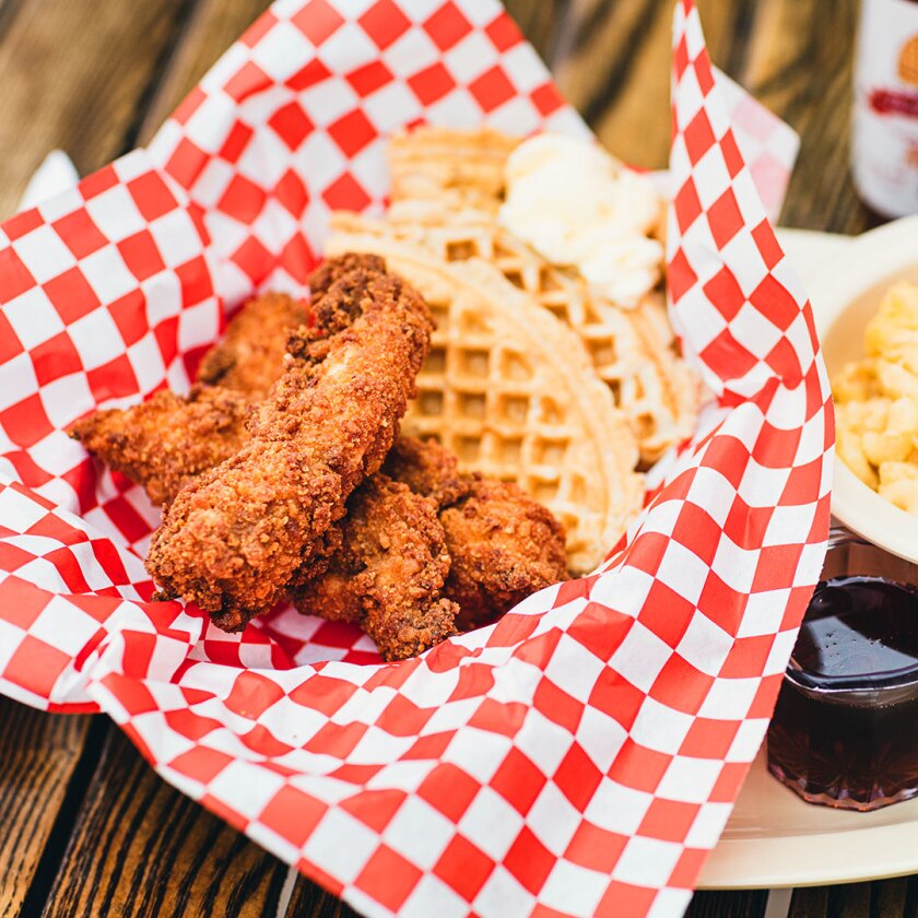 chicken and waffles platter