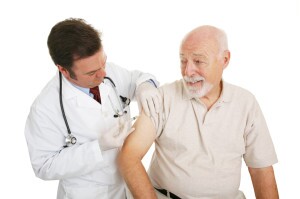 Man getting vaccine shot