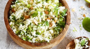 Bowl of Cauliflower rice with coconut lime