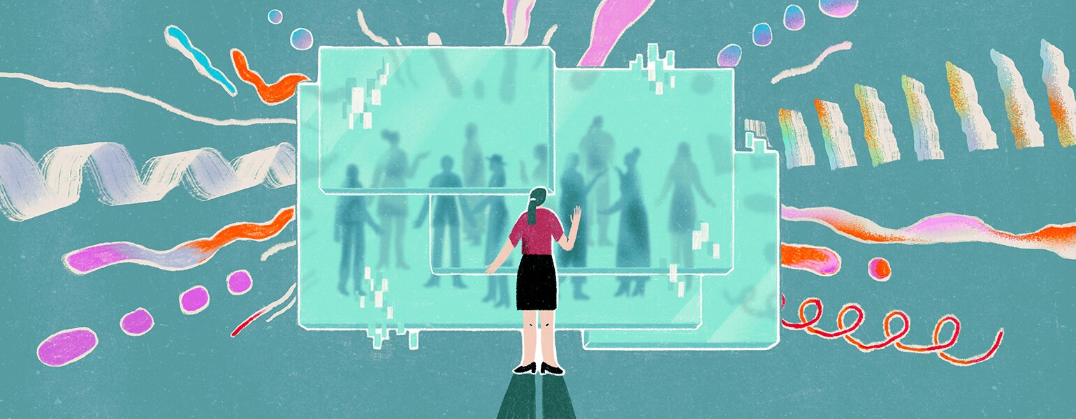 illustration of lady trying to make new friends