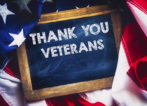 'Thank You Veterans' on chalkboard