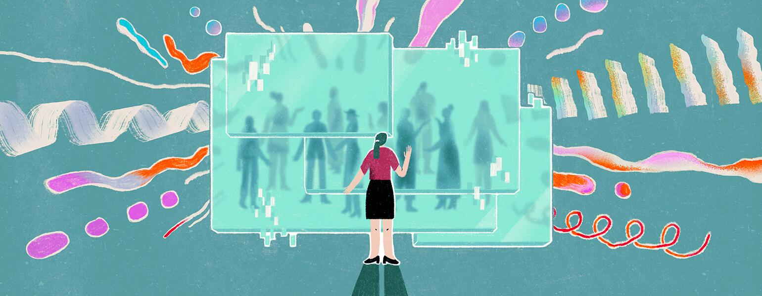 illustration of lady trying to make new friends