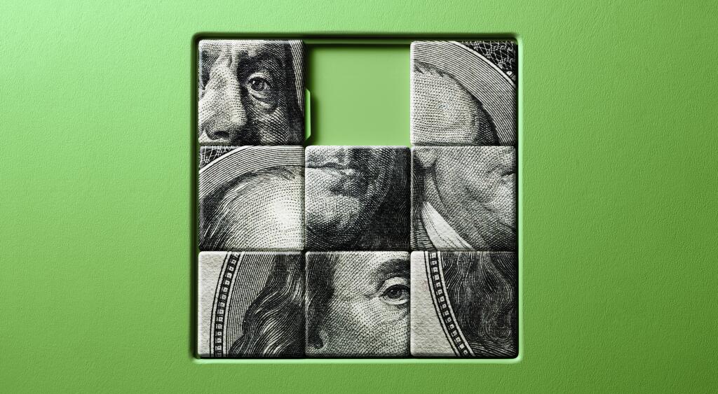 money puzzle on green