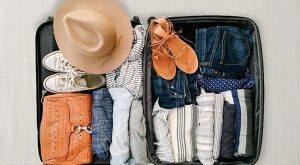 image of open suitcase neatly packed