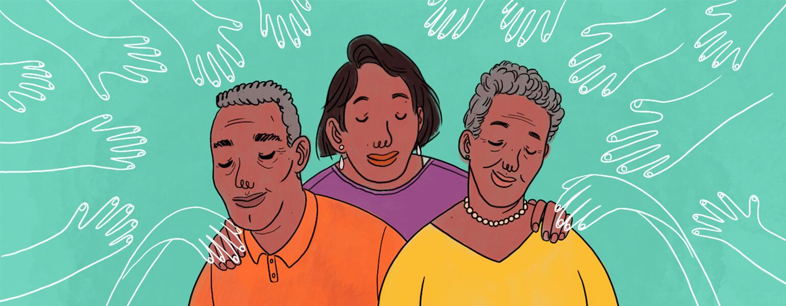 aarp, sisters, illustration, parents