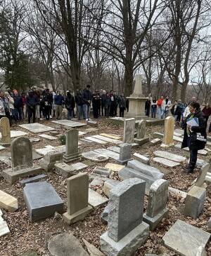 Volunteers at a cemetery in DC