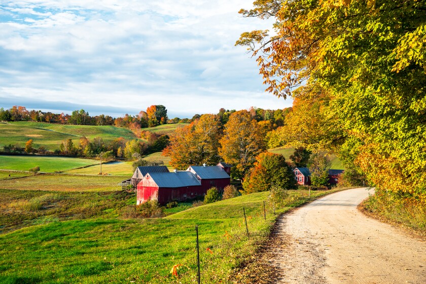 Farm in Woodstock, Vermont in autumn