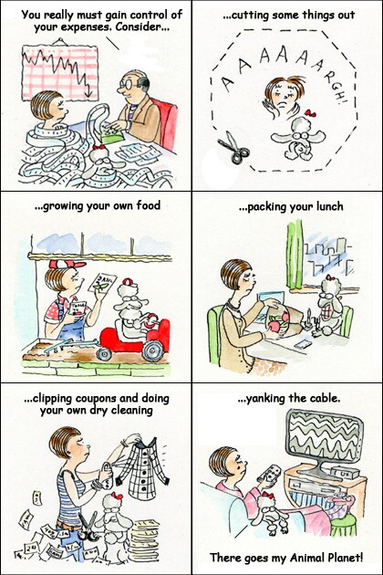 Comic strip of a woman on her 40s.