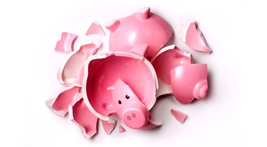 Smashed piggy bank