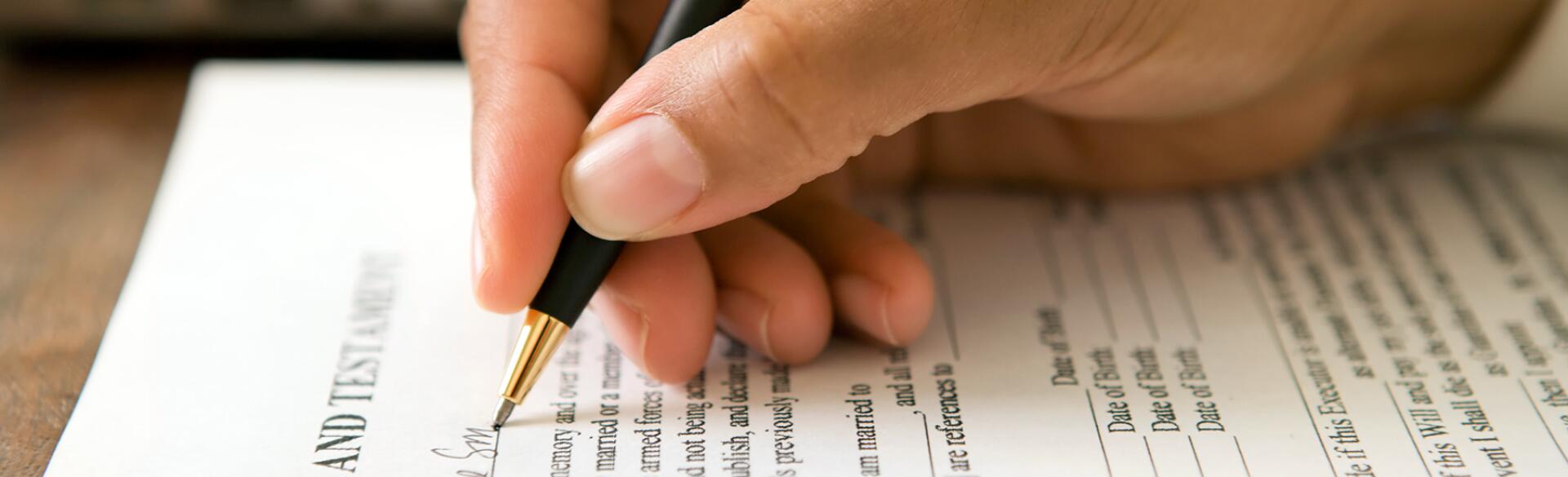 Woman signing will