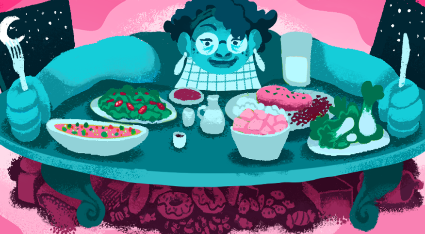 illustration_of_woman_sitting_at_table_with_lots_of_plates_of_food_by_emily_alvarez_1440x560