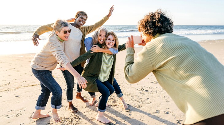 Active seniors on the beach