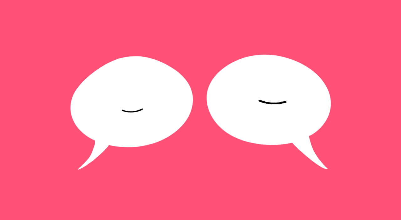gif illustration of 2 speech bubbles coming together and forming heart
