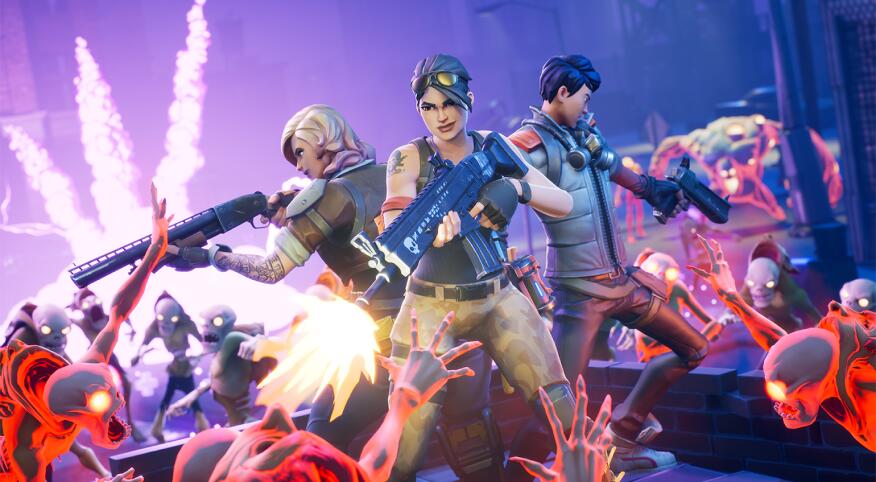 A promotional image of various Fortnite characters.