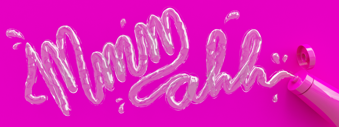 Illustration of the words mmm ahh written in lube.
