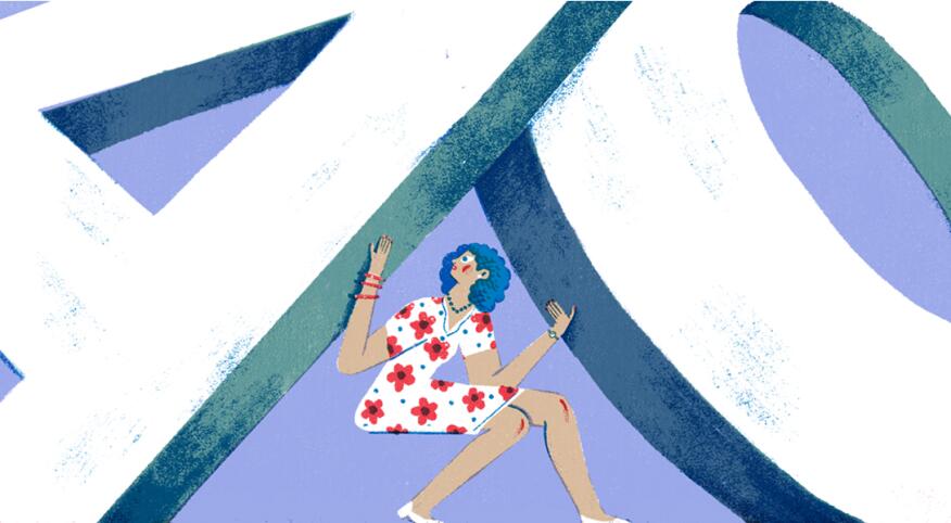 illustration of woman between a big number 40