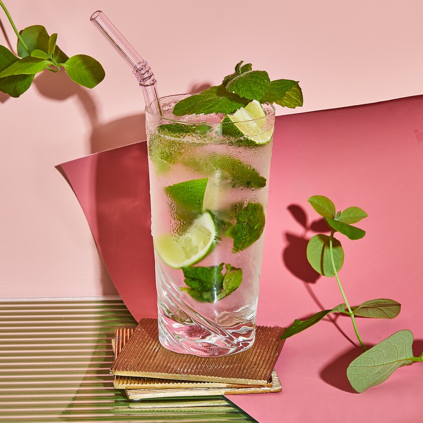 Classic Mint Mojito on a pink background
