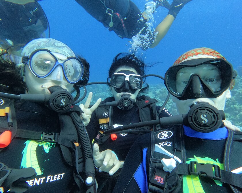 Women on a beautiful diving vacation in Indonesia