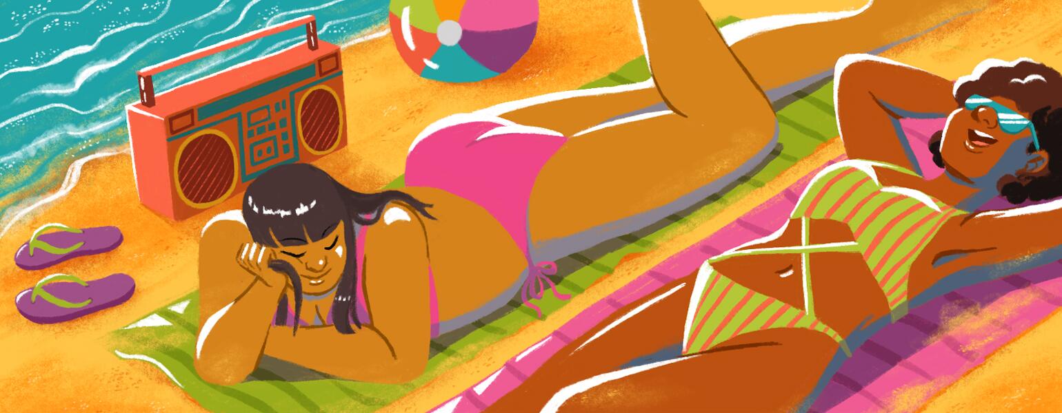 Summer Playlist, spotify, music, summer, illustration, relax, aarp, sisters