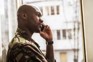 Soldier talking on the phone
