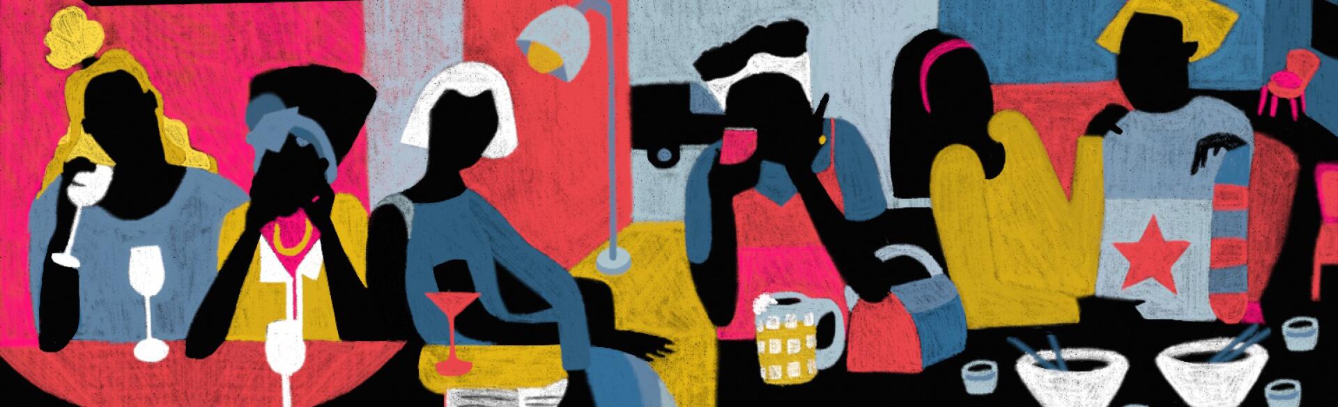 illustration of ladies drinking by diana ejaita