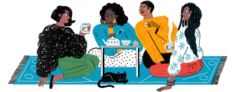 sisters, illustration, Black women