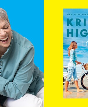 photo of author Kristan Higgins and her dog, photo of novel look on the bright side
