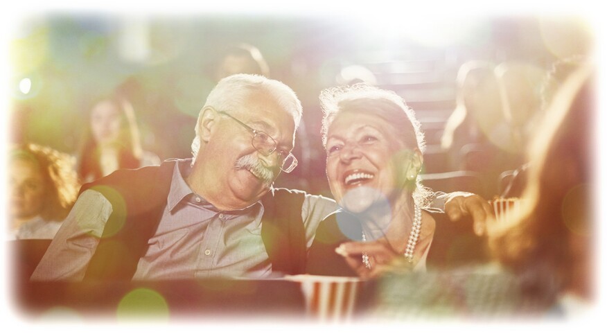 Couple watching a movie in the movie theater