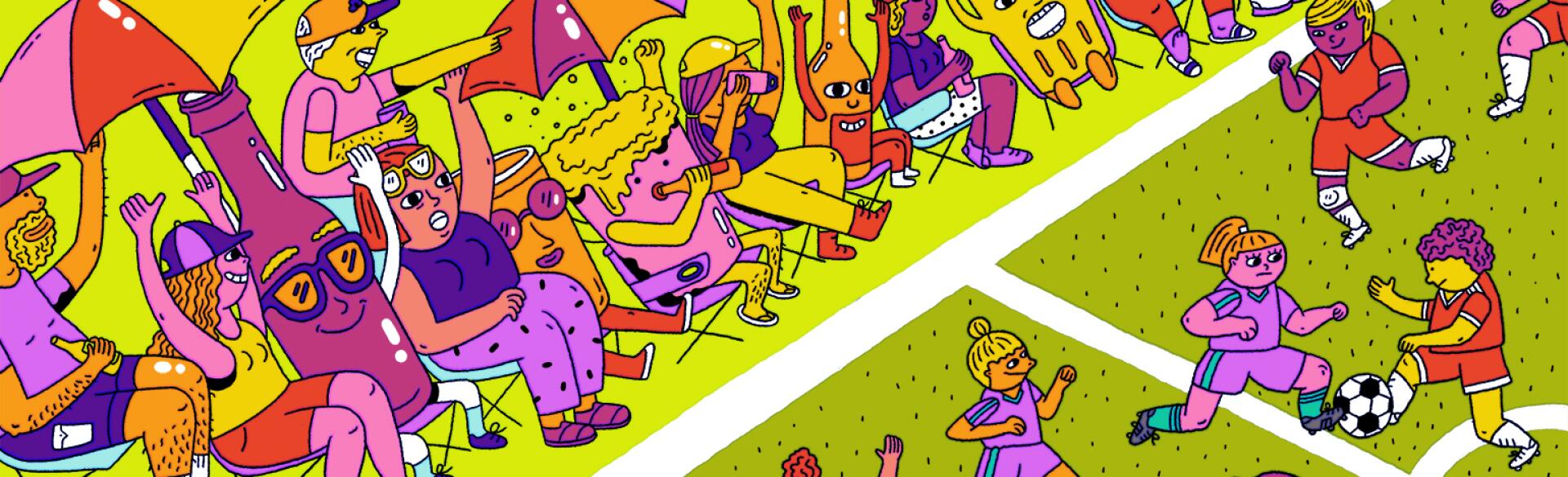 illustration of alcohol drinks present at a childrens soccer game