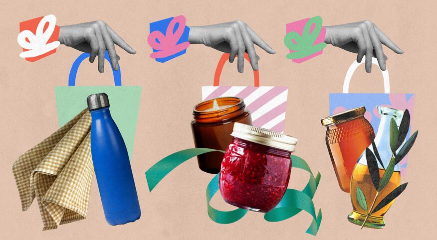 photo illustration collage of gifts to give