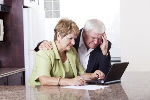Older couple worrying about their money situation