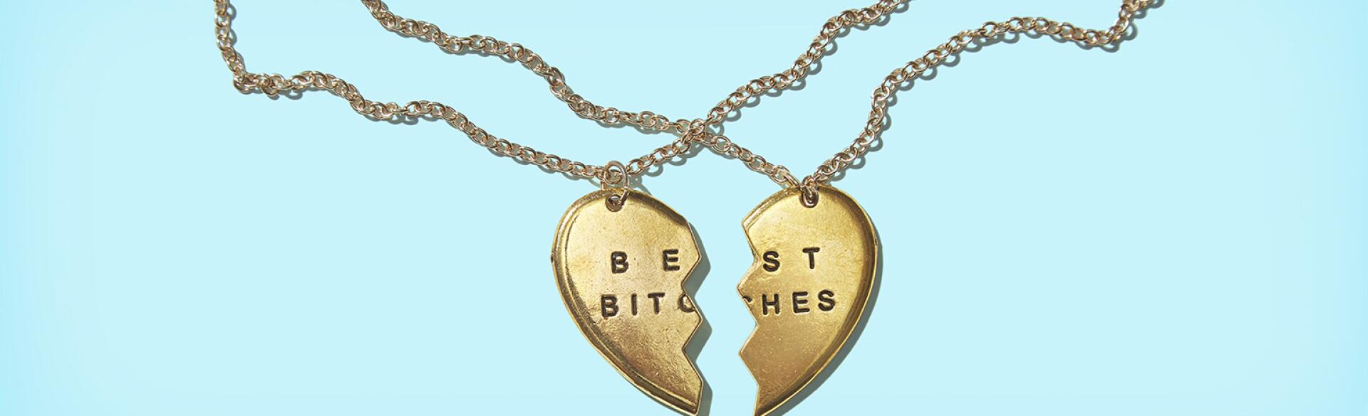 best bitches necklaces broken into two pieces