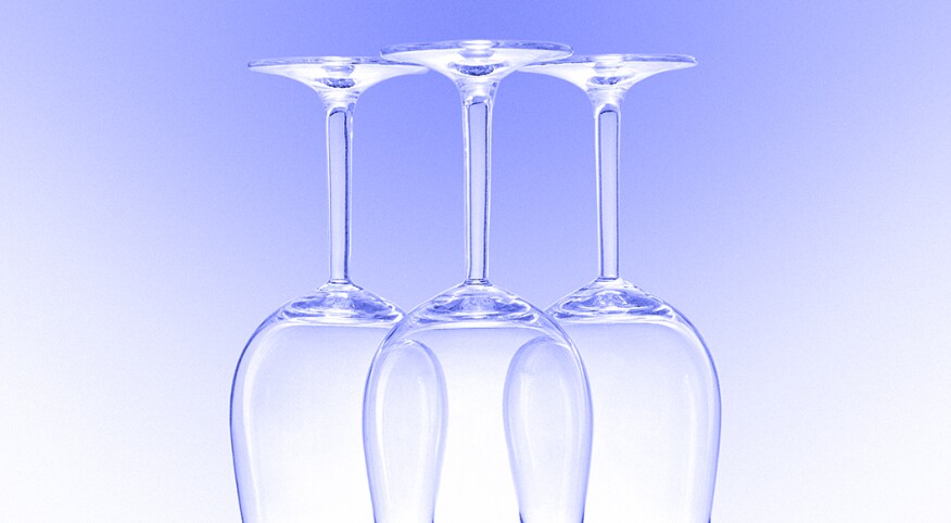 three, upside down, blue, wine, glasses, photo