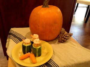 Zucchini relleno de camarones, pollo y pepperoni 2