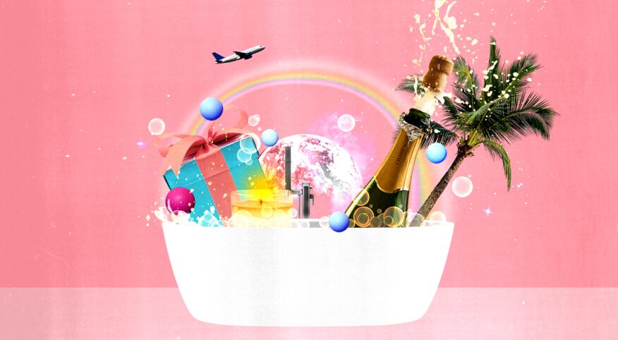 photo collage of gift ideas for daughters and daughter in laws, vacation, presents, getaway trip, pampering