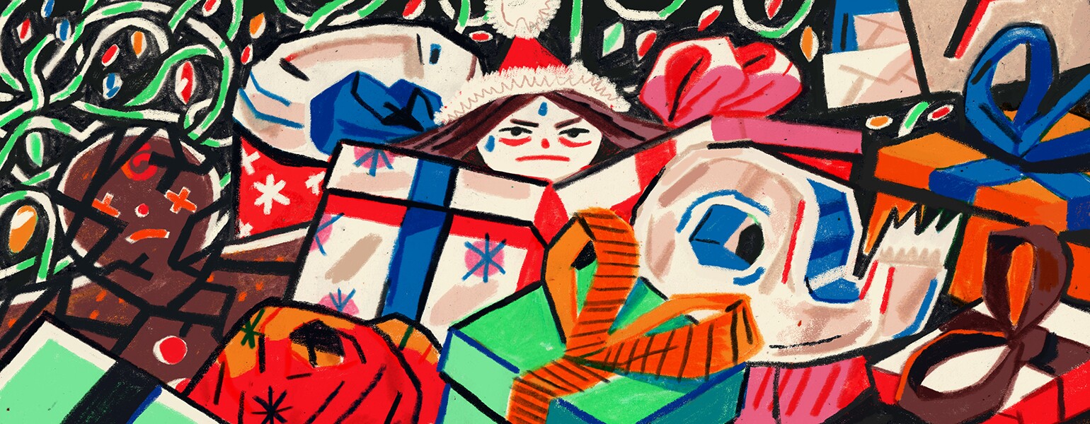 aarp, girlfriend, holiday, illustration