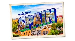 photo collage of hola from spain postcard, spain, travel