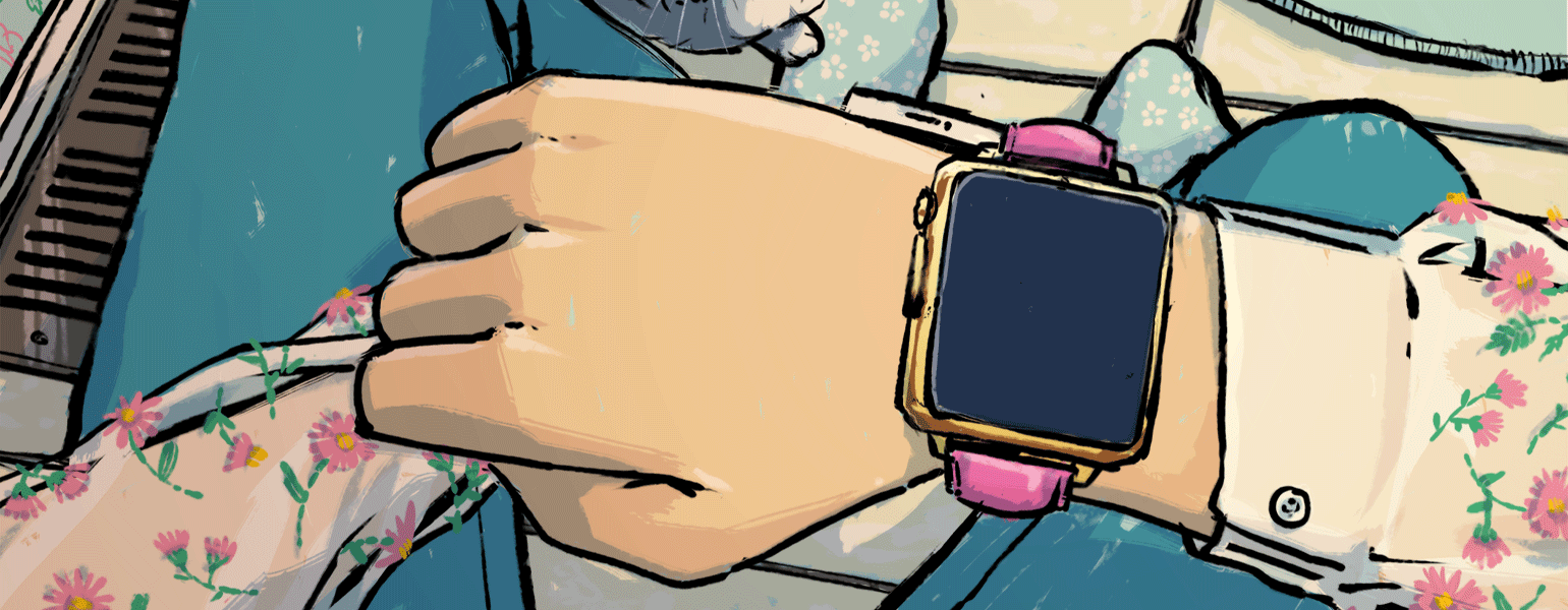 illustration of woman with apple watch alerting her to schedule sex