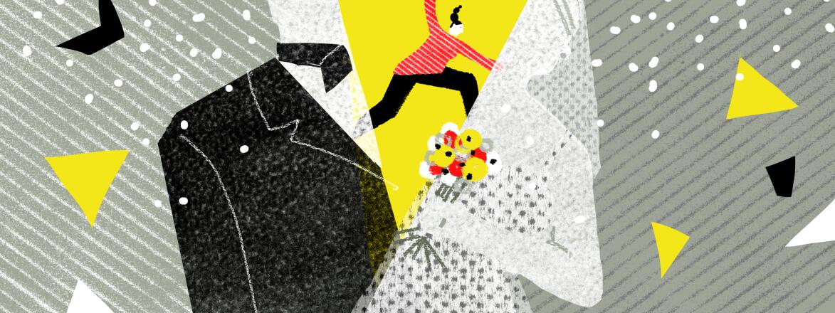 illustration of marriage photo getting split in half by other woman