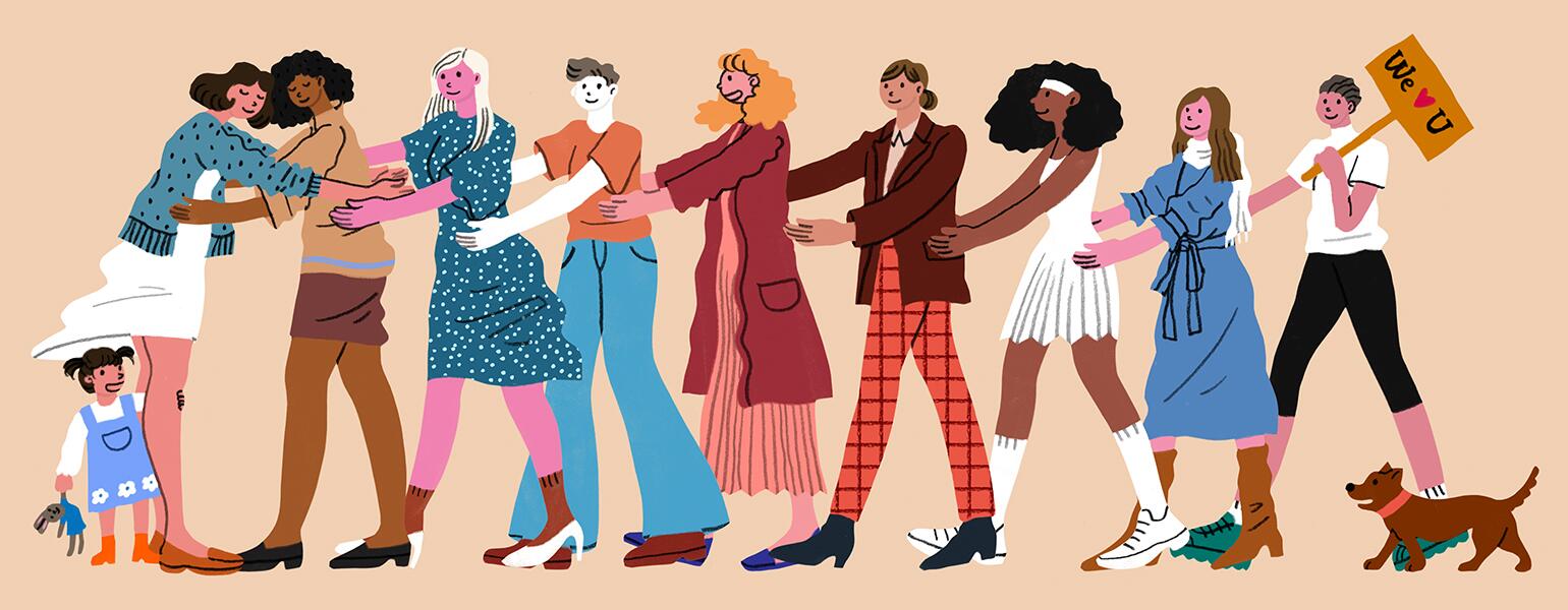 illustration of different women friends who are mothers